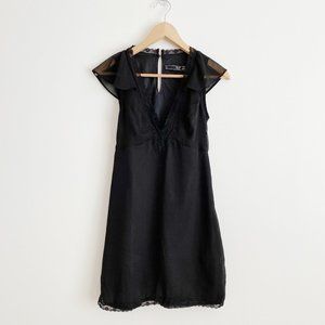ZARA TRF Women's Nightwear, Semi Sheer With Lace Trim, Black, Size Small